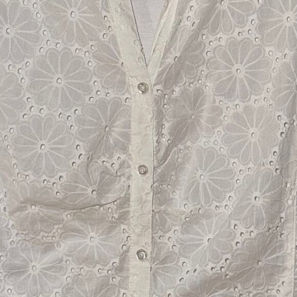 ZAC & RACHEL White Floral Design Eyelet Sleeveless Top XL - Picture 3 of 5